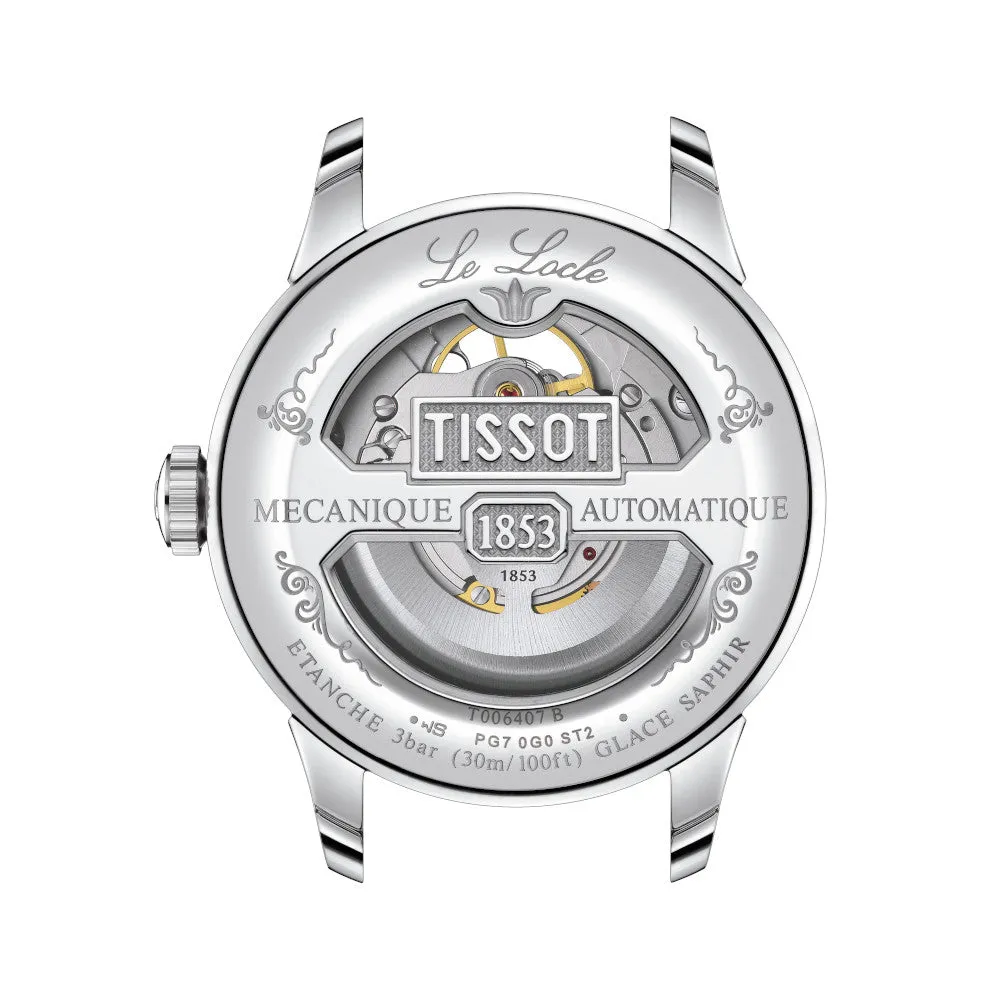 Tissot Le Locle Powermatic 80 Open Heart Mens Stainless Steel Brown Leather Strap Watch