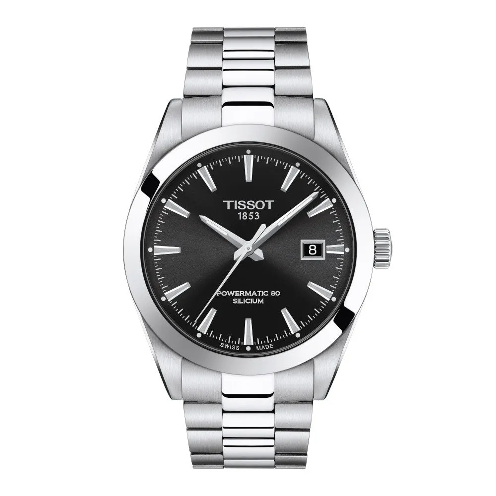 Tissot Powermatic 80 Silicium Mens Stainless Steel Black Dial Watch