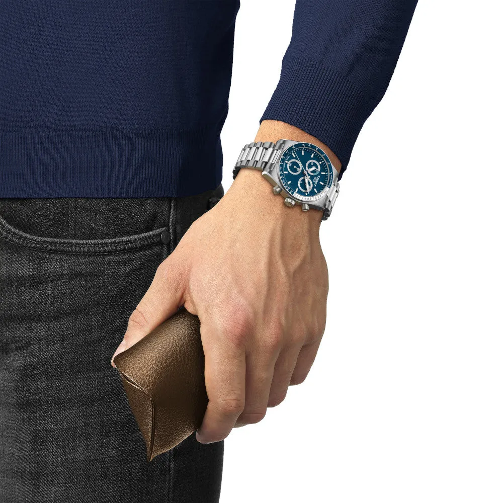 Tissot PR516 (40mm) Mens Stainless Steel Chronograph Blue Dial Watch