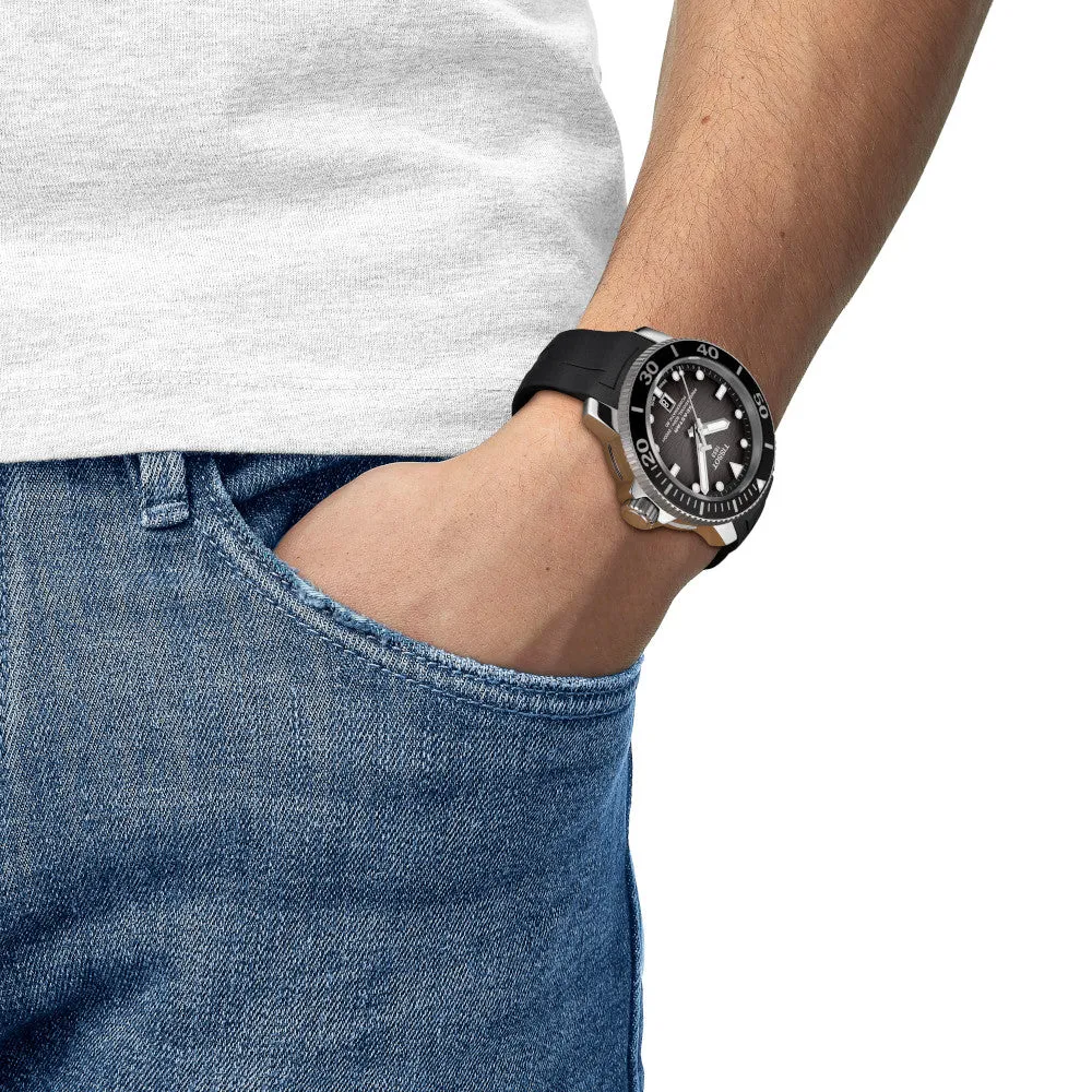 Tissot Seastar 2000 Professional Powermatic 80 Mens Stainless Steel Black Dial Black Rubber Strap