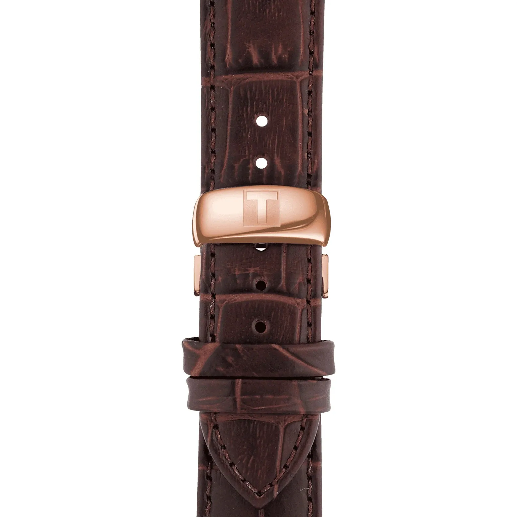Tissot Tradition Powermatic 80 Open Heart Mens Rose Tone Brown Leather Strap Watch