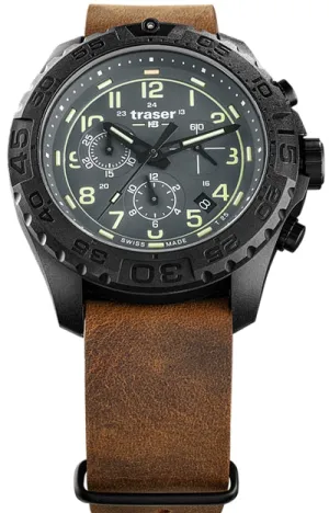 Traser P96 OdP Evolution Chronograph Gray Dial Leather NATO Strap 109045