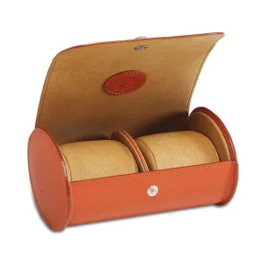 Underwood (London) - Double Round Watch Storage Case in Tan Leather
