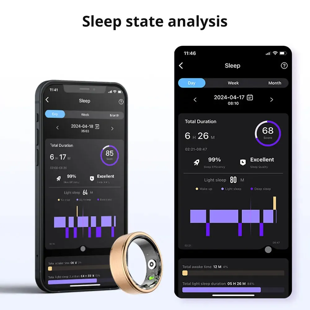 Unisex Smart Ring Charging Case - 39-Day Battery Health Monitor Waterproof