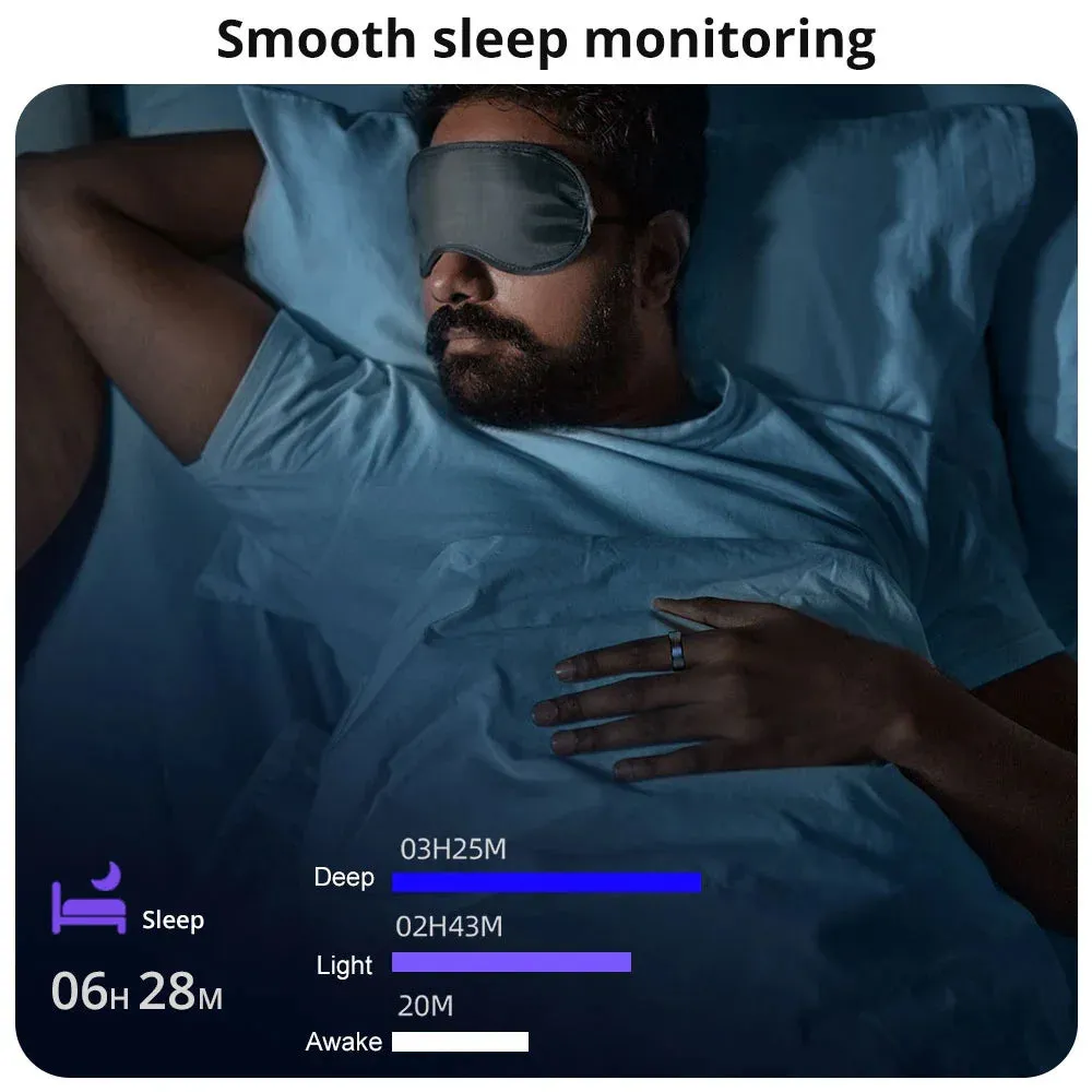 Unisex Smart Ring With Heart Rate & Blood Oxygen Monitor Ip68 Waterproof