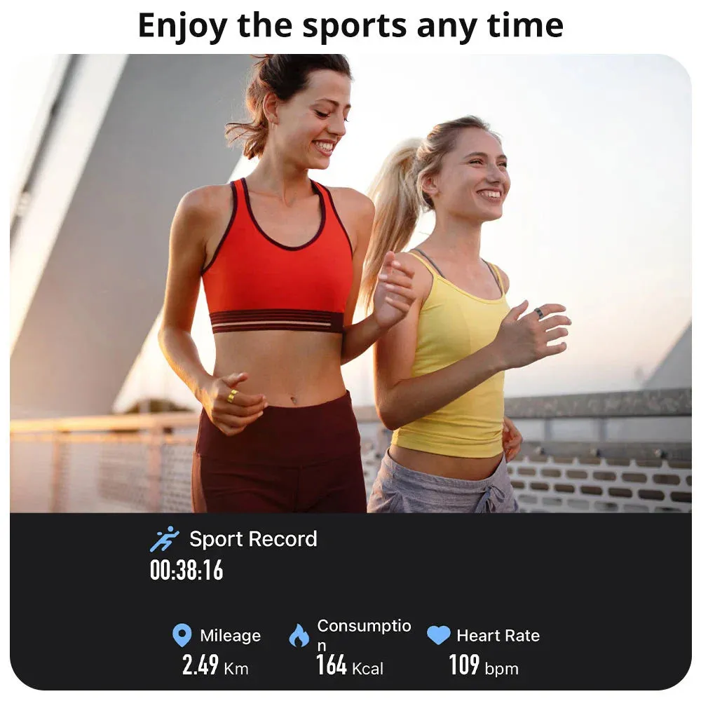 Unisex Smart Ring With Heart Rate & Blood Oxygen Monitor Ip68 Waterproof