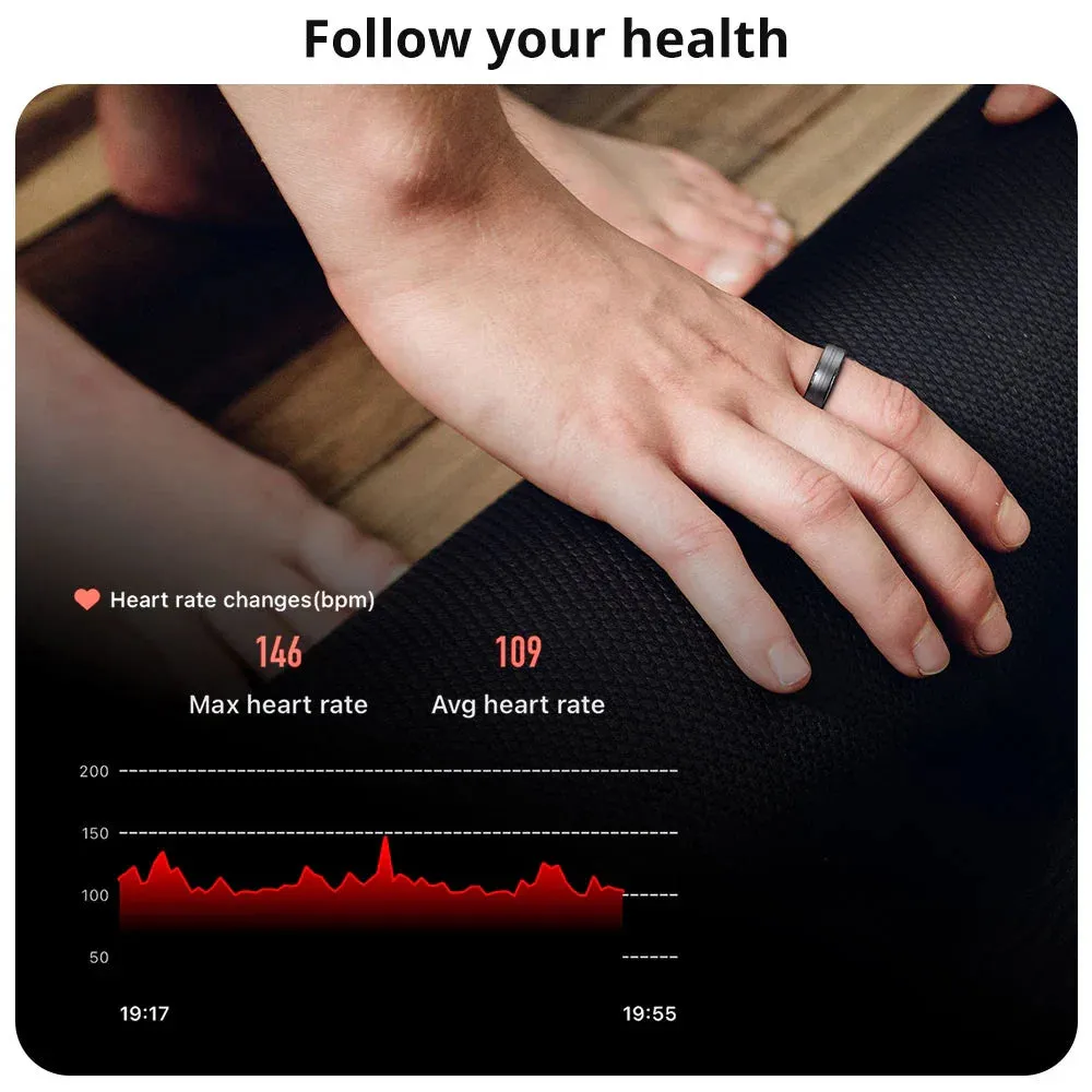 Unisex Smart Ring With Heart Rate & Blood Oxygen Monitor Ip68 Waterproof