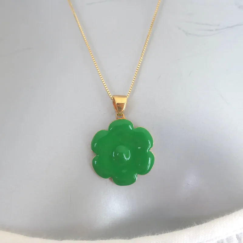 VEERT Enamel Flower Pendant Necklace Green 18k Gold-Plated