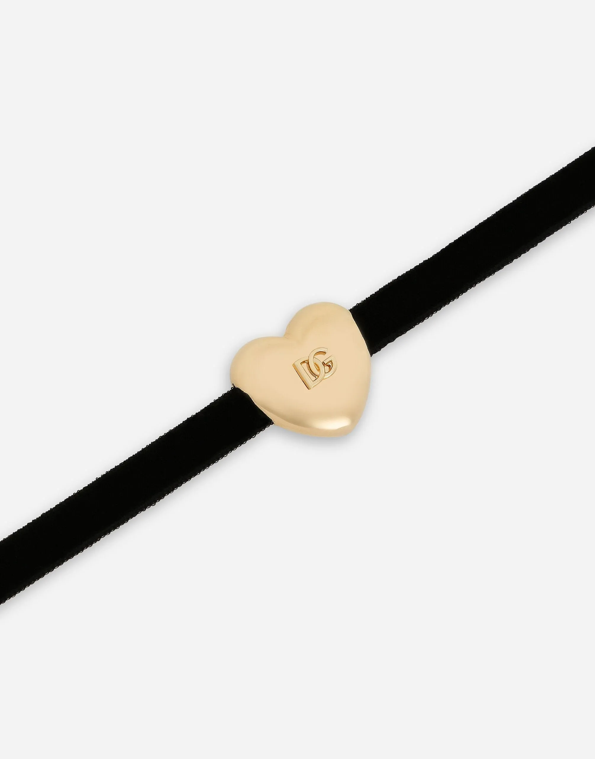 Velvet Ribbon Necklace With Dg Logo Heart
