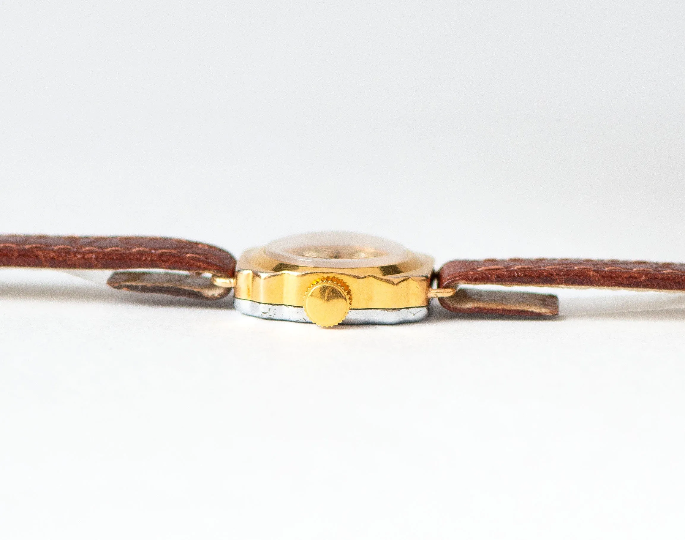 Very small women’s watch Lyre, micro watch gold plated vintage, classic lady watch musician gift, petite watch, new premium leather band