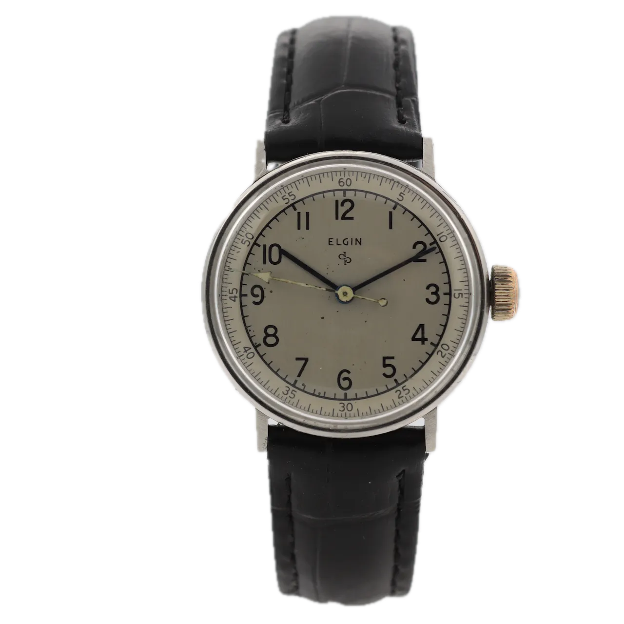 Vintage 1947 Elgin 6606 Tactical Dial Men's Mechanical Wristwatch 539 USA Steel