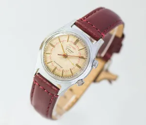 Vintage alarm watch Signal, limited edition unisex watch Soviet, men watch minimalist, boyfriend watch mechanical, new premium leather strap