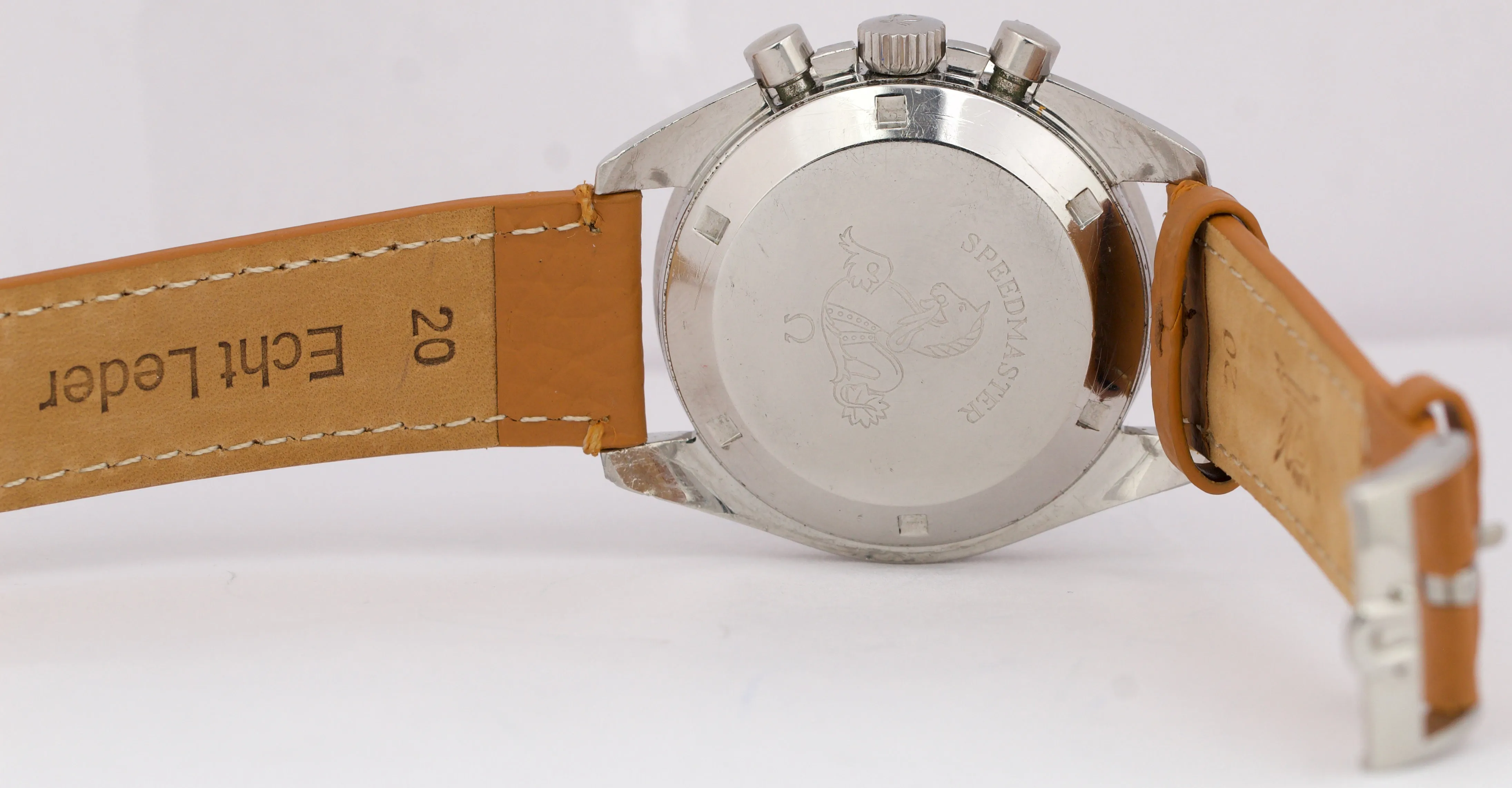 VINTAGE Omega Speedmaster ORANGE HAND Manual Black Leather 42mm Steel 145.012-67