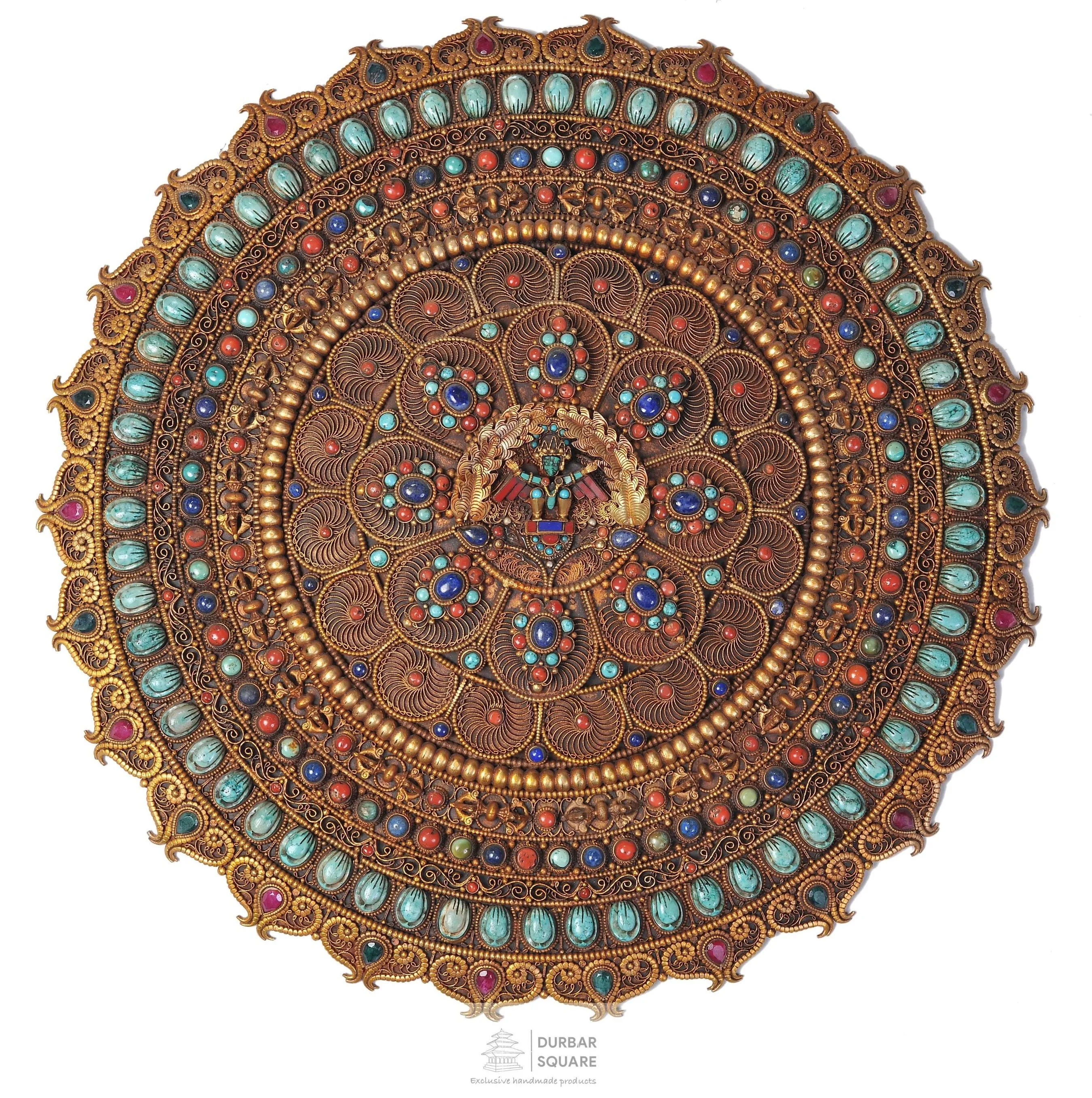Wall Hanging Filigree Mandala with Tibetan stones