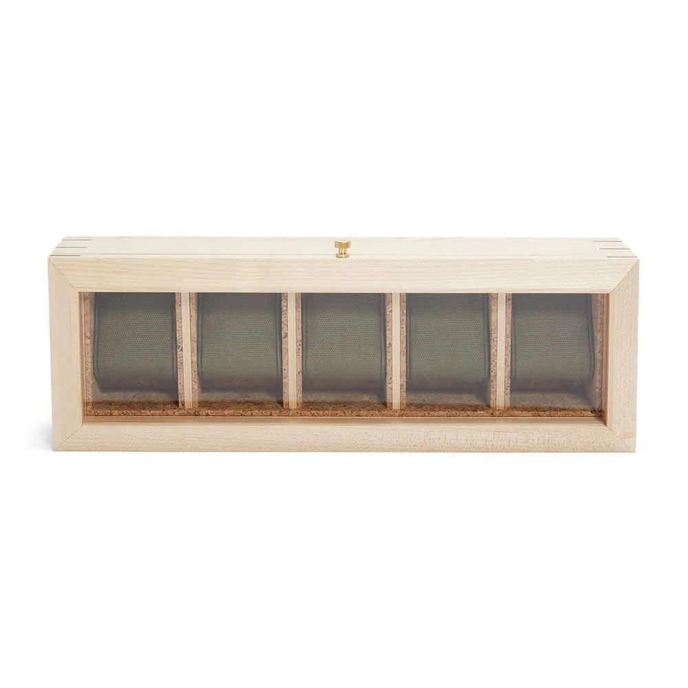 WOLF Analog/Shift Flatiron II 5 Piece Watch Box - Wood