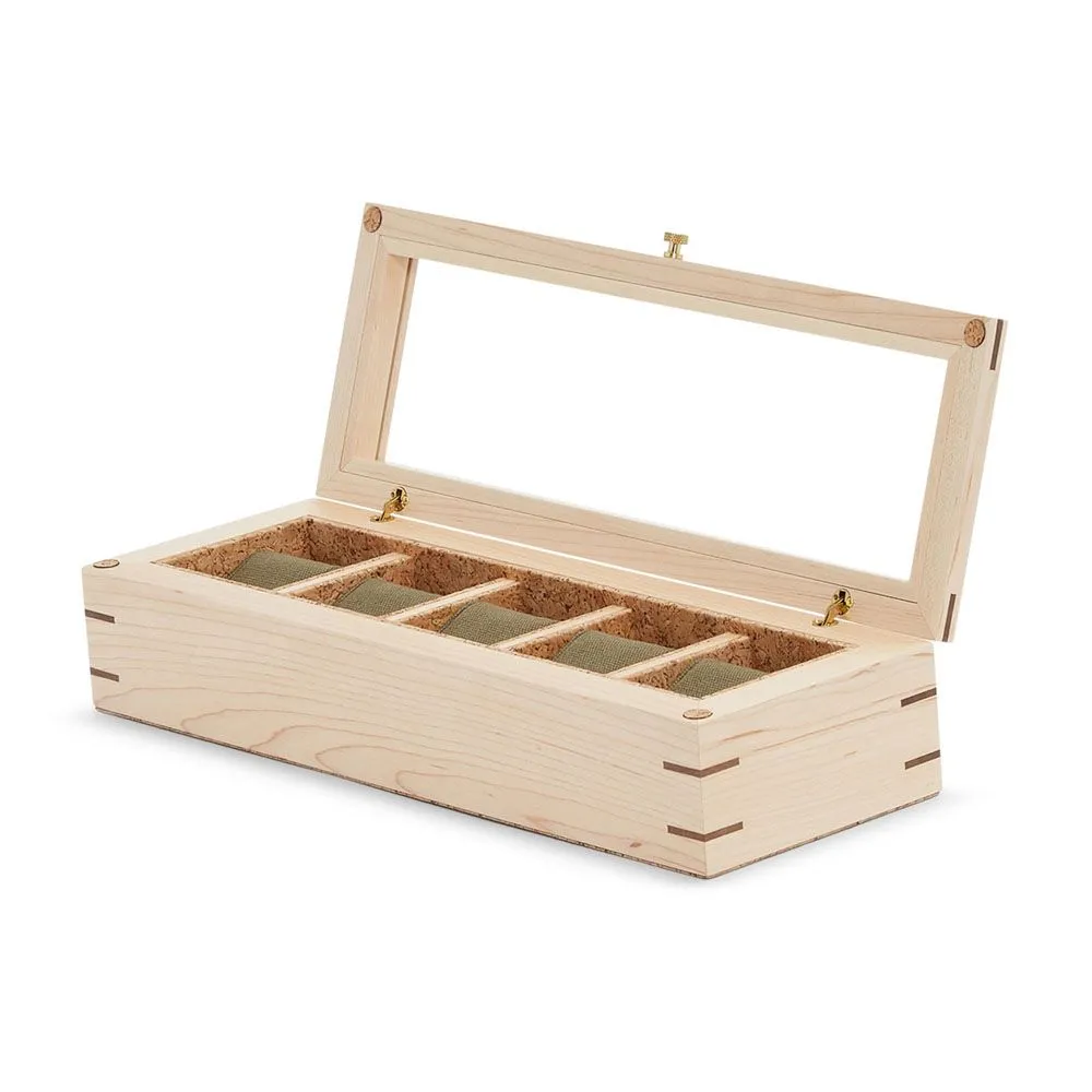 WOLF Analog/Shift Flatiron II 5 Piece Watch Box - Wood