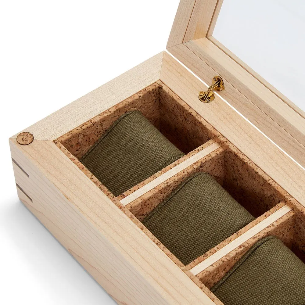 WOLF Analog/Shift Flatiron II 5 Piece Watch Box - Wood