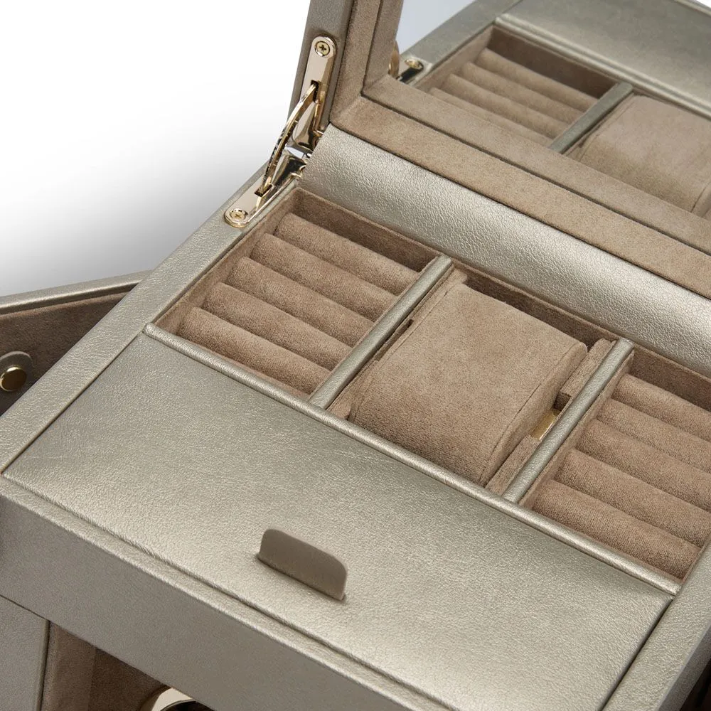 WOLF Palermo Single Watch Winder With Jewelry Storage - Pewter