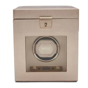 WOLF Palermo Single Watch Winder With Jewelry Storage - Rose Gold