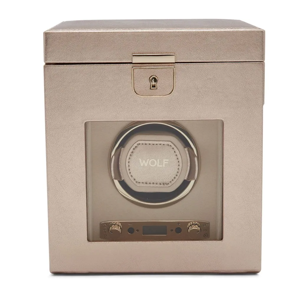 WOLF Palermo Single Watch Winder With Jewelry Storage - Rose Gold