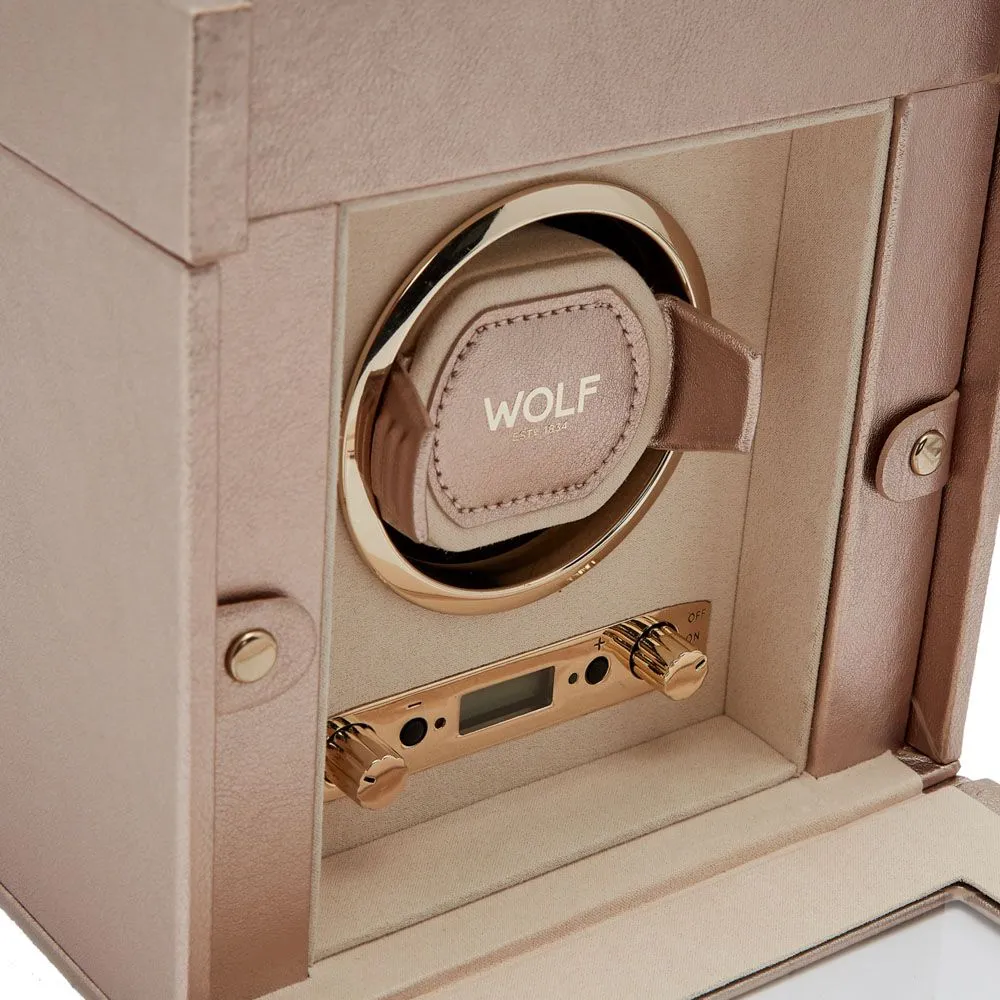 WOLF Palermo Single Watch Winder With Jewelry Storage - Rose Gold