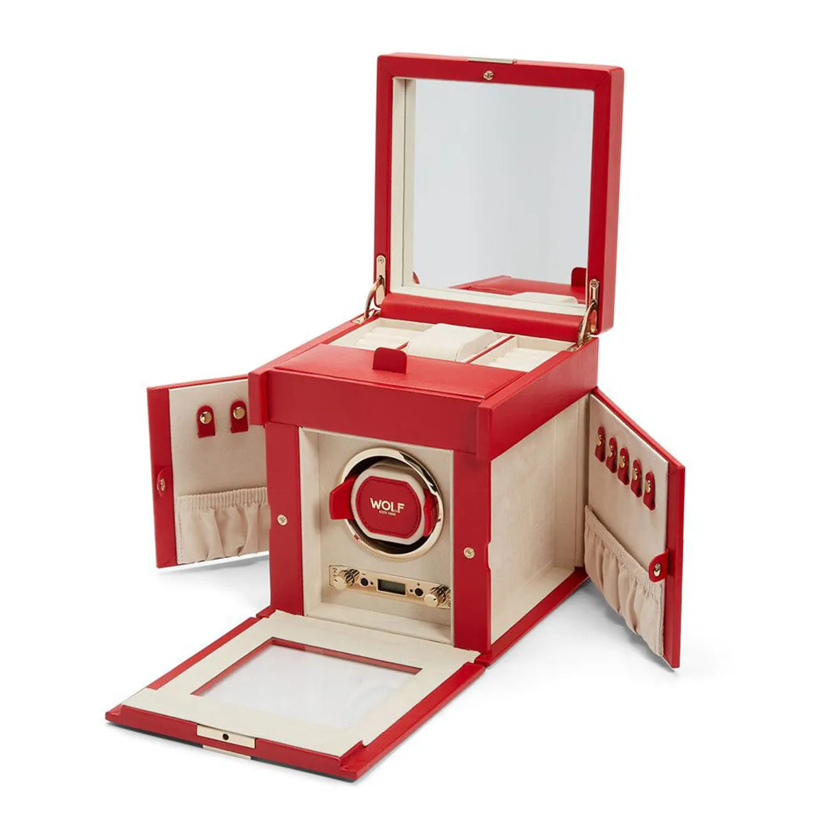 Wolf Palermo Single Watch Winder with Jewelry Storage