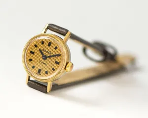 Women Watch Gold Plated Sekonda Vintage , Simple Wristwatch for Women, Minimalist Lady Watch Gift Delicate, New Genuine Leather Strap