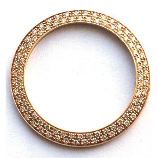 Yellow Gold 14K Custom Mined Diamond Bezel To Fit Rolex Datejust Or President Watch 3.75Ct