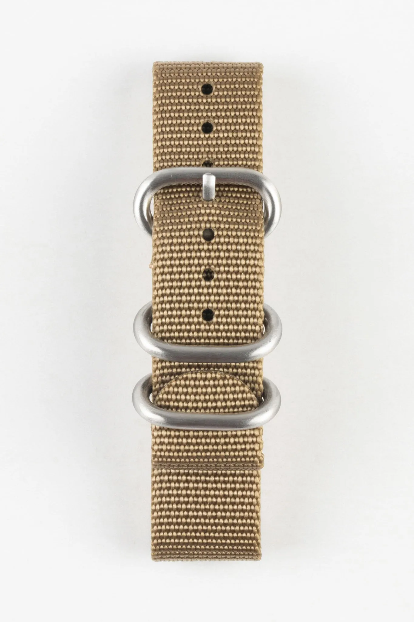 ZULU Nylon Watch Strap with 3 Steel Rings in KHAKI