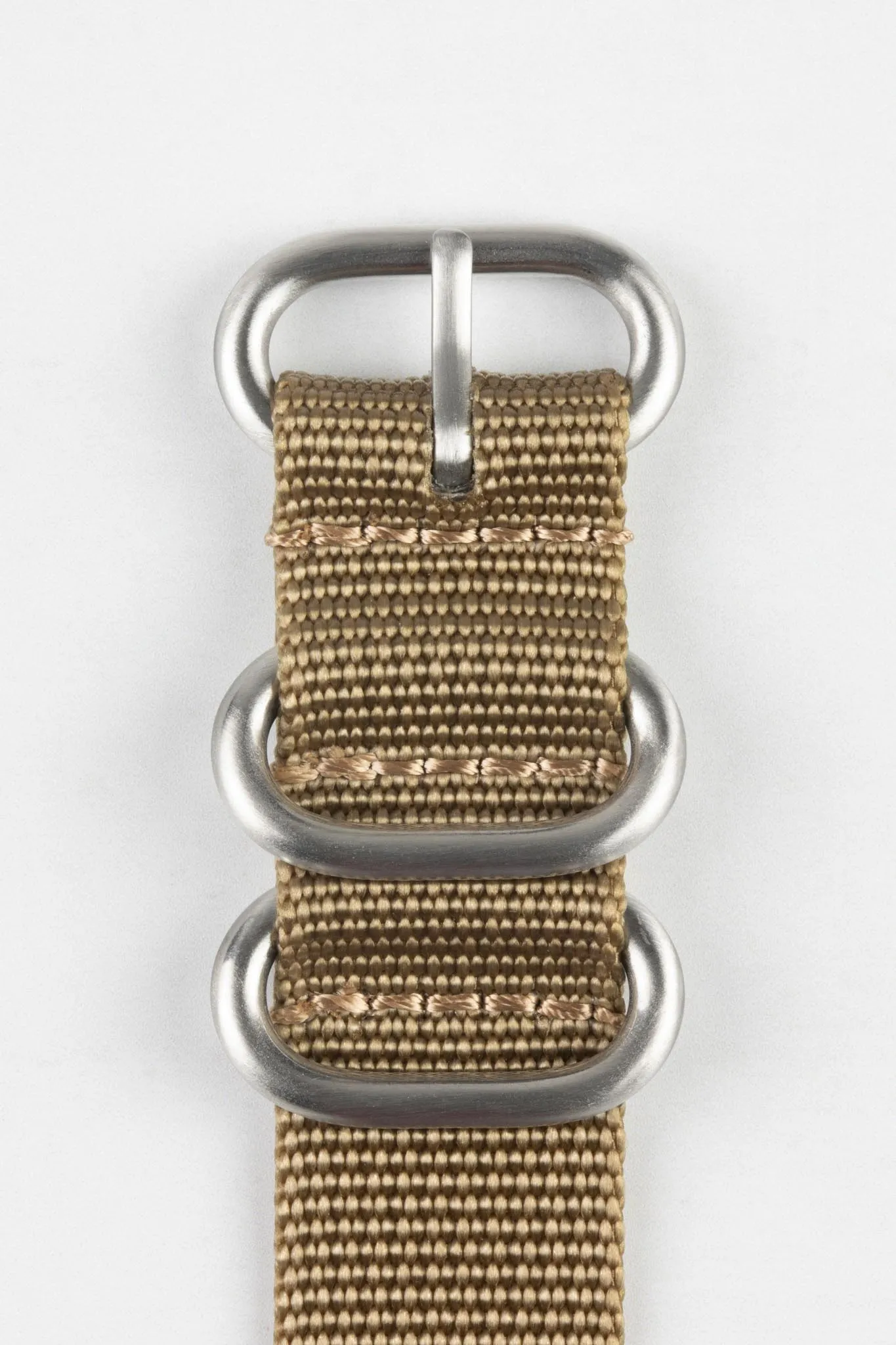 ZULU Nylon Watch Strap with 3 Steel Rings in KHAKI
