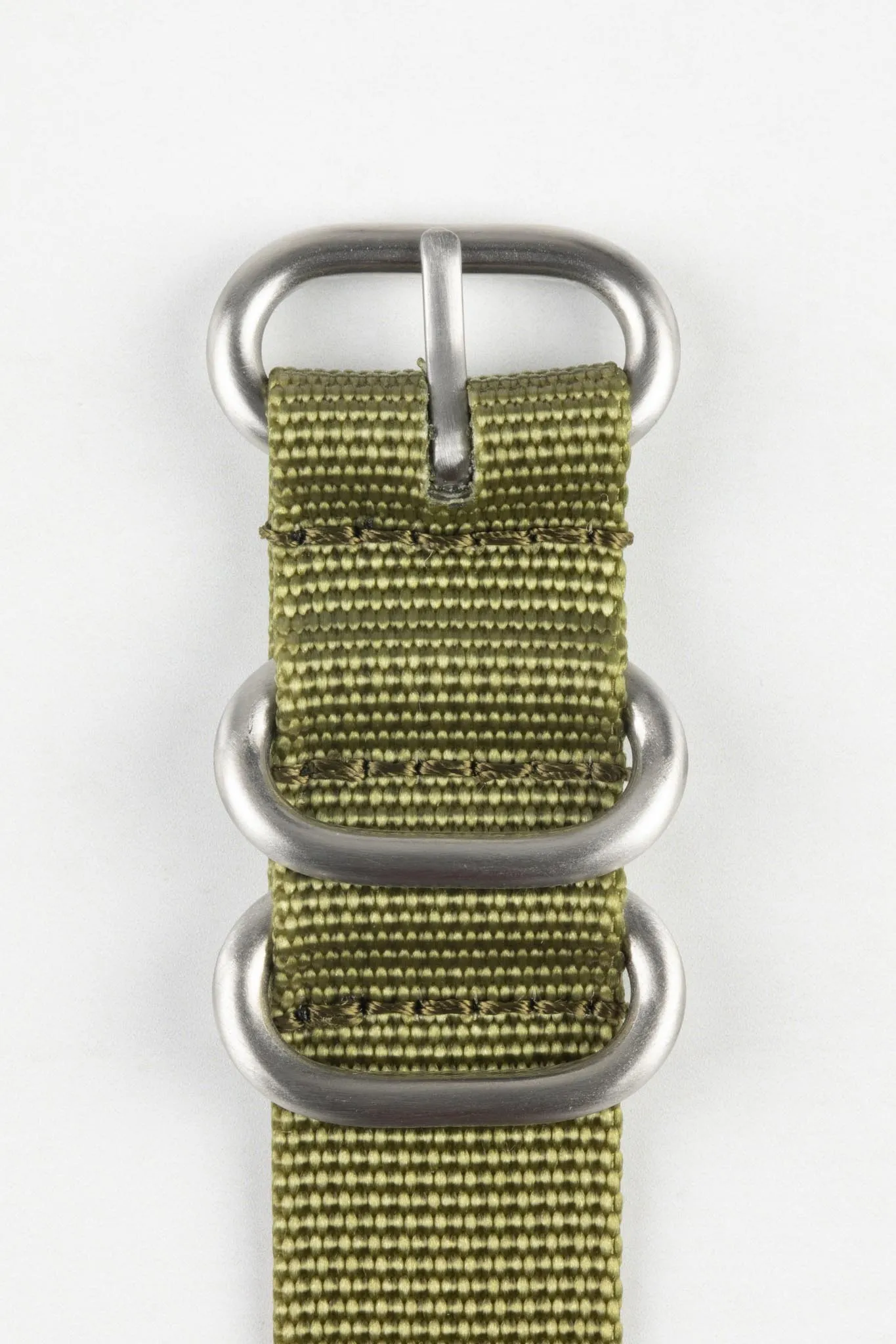 ZULU Nylon Watch Strap with 3 Steel Rings in OLIVE GREEN