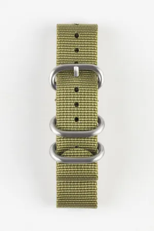 ZULU Nylon Watch Strap with 3 Steel Rings in OLIVE GREEN