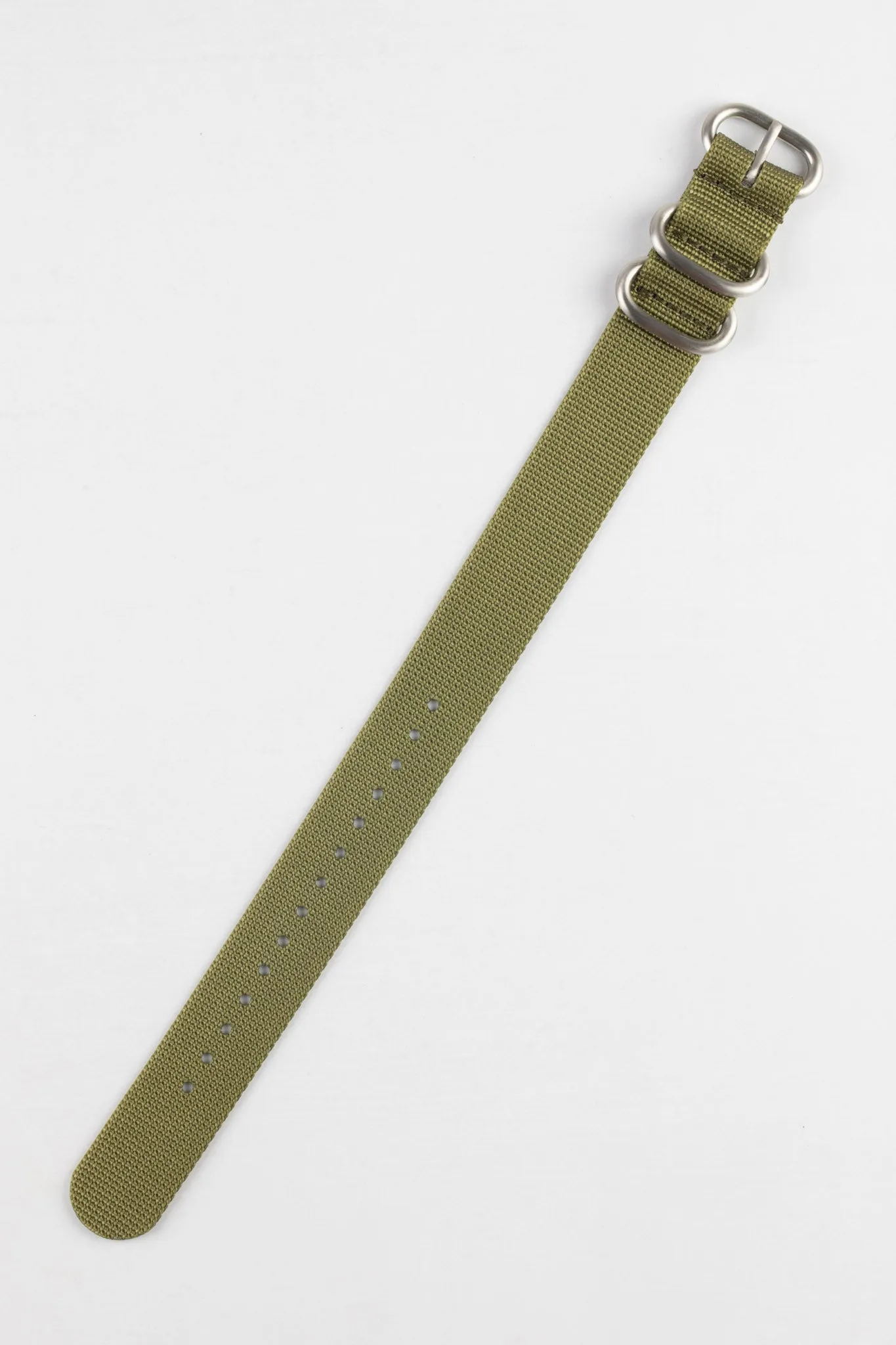 ZULU Nylon Watch Strap with 3 Steel Rings in OLIVE GREEN